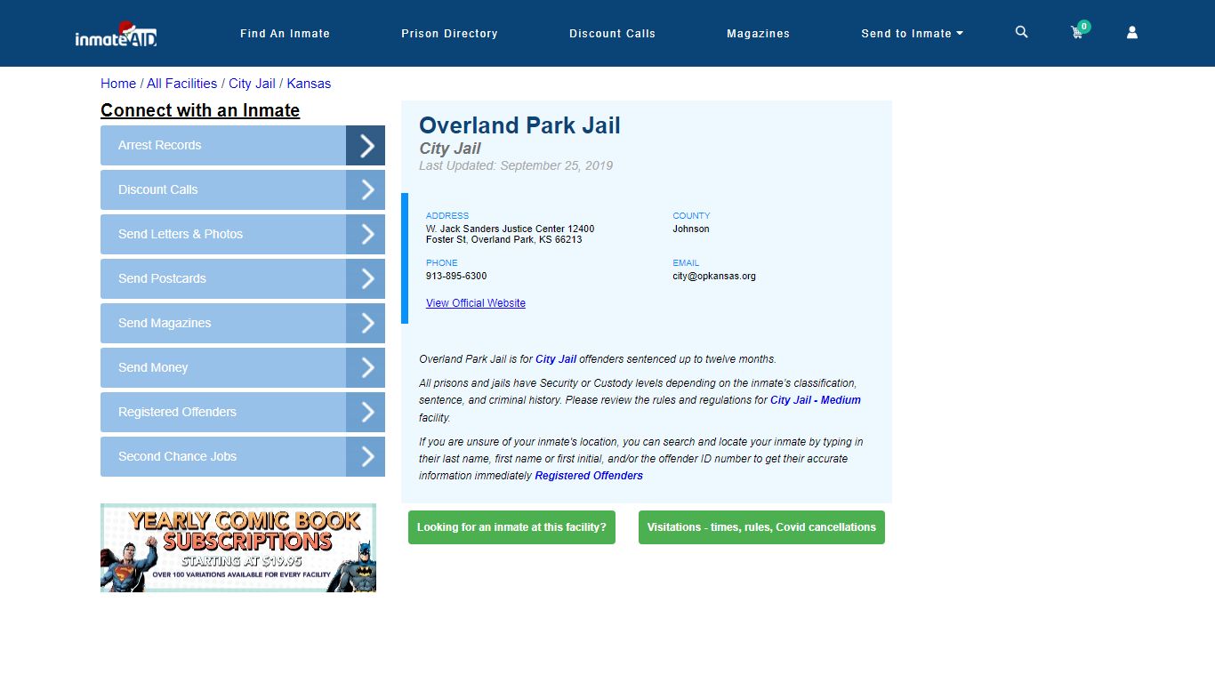 Overland Park Jail | Inmate Locator
